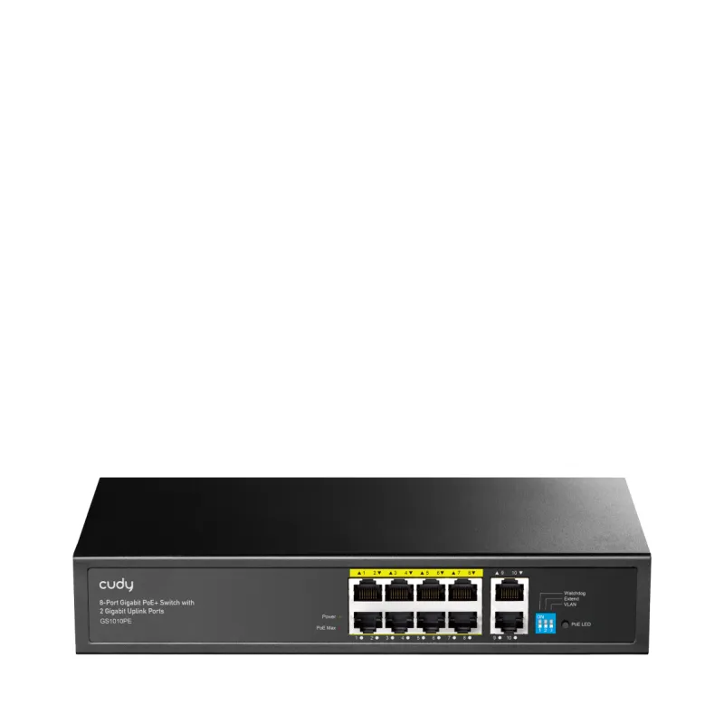 CUDY GS1010PE - 8-Port Gigabit PoE+ Switch with 2 Gigabit Uplink Ports 120W