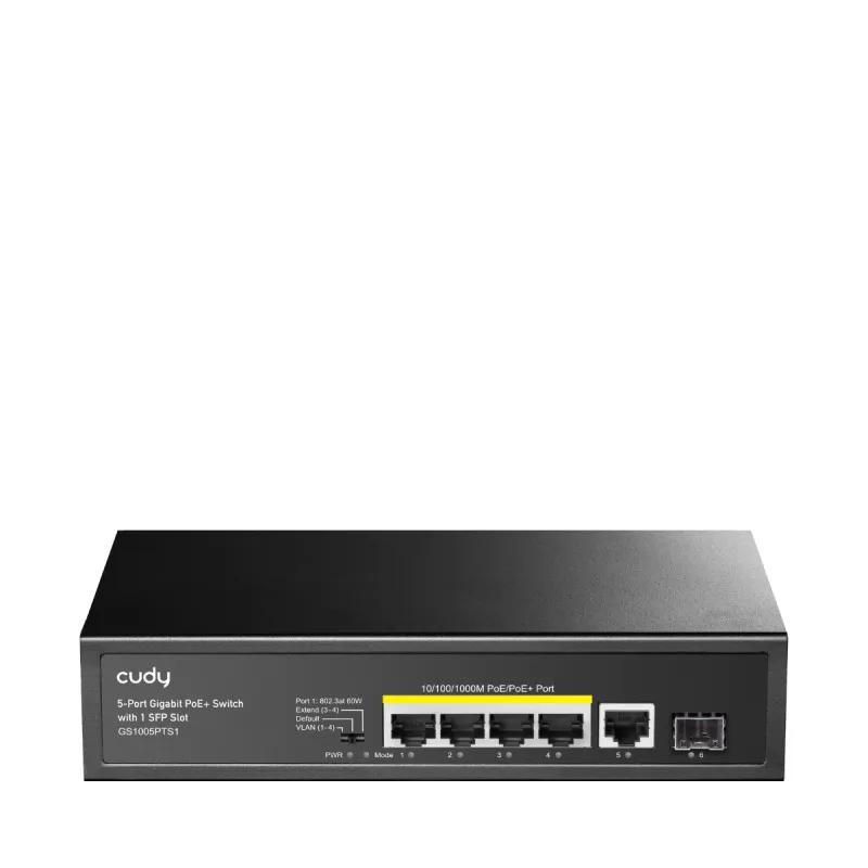 CUDY GS1005PTS1 - 5-Port Gigabit PoE+ Switch with 1 SFP Port 120W