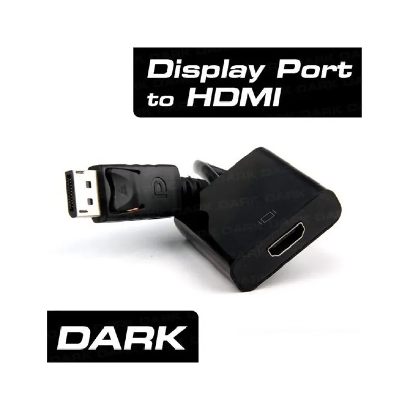 Dark DisplayPort to HDMI Dişi Çevirici 4K