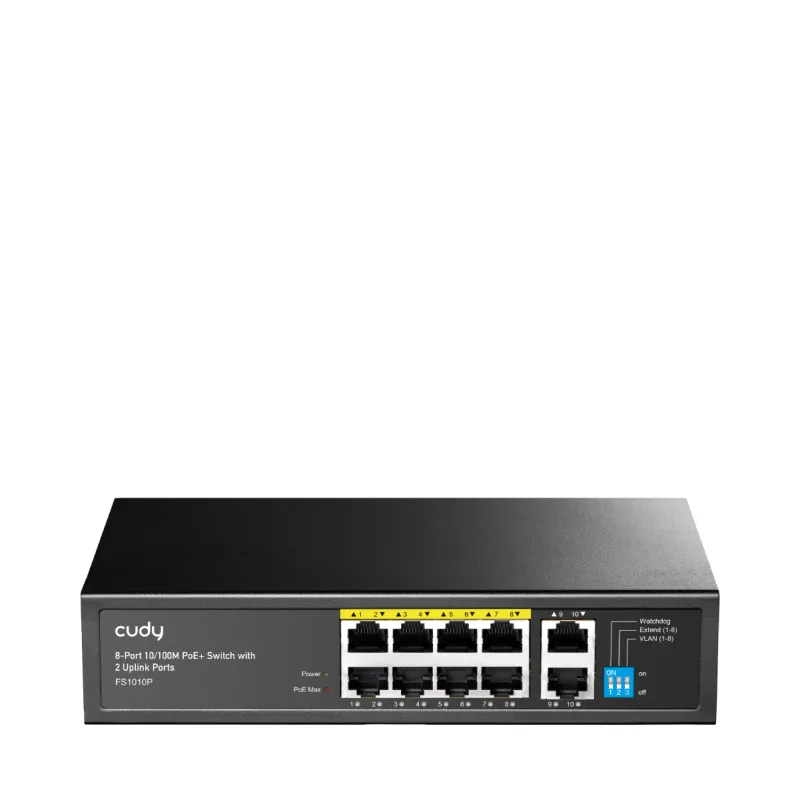 CUDY FS1010P - 8-Port 10/100M PoE+ Switch with 2 Uplink Ports 120W